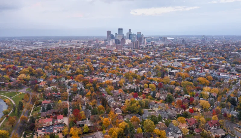 A wide shot of Minneapolis