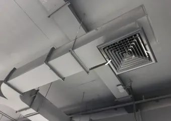 A commercial duct on the ceiling